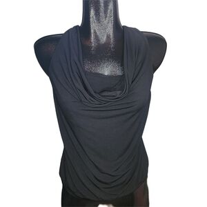 Studio Mode Black Sleeveless Drape Neckline Top Racerback Style S